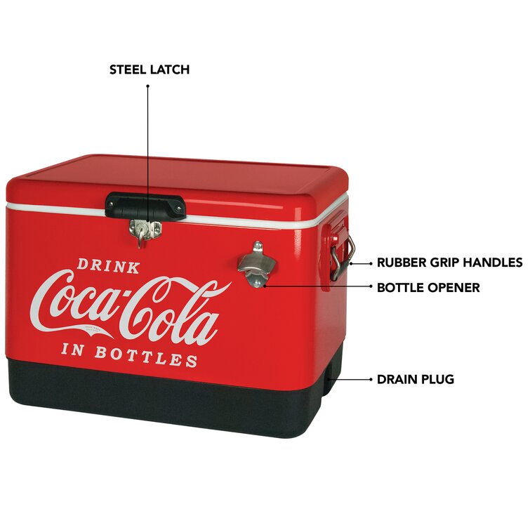 Coca-Cola Ice Chest Beverage Cooler with Bottle Opener, 51L (54 qt